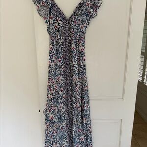Angie Blue and Red Floral Maxi Dress